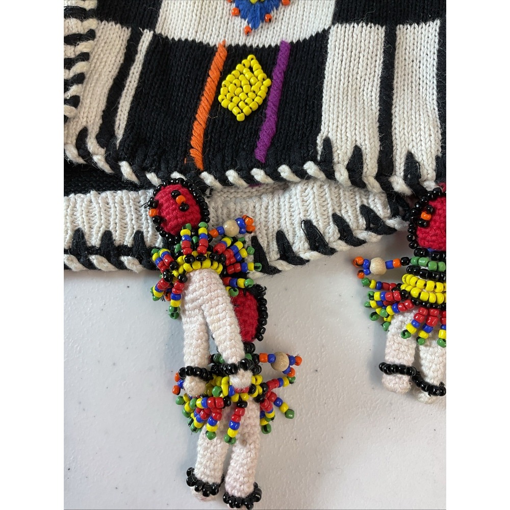 VTG Michael Simon OS Unique Checkered Funky Sweater Cardigan art to wear Gaudy - Picture 7 of 11